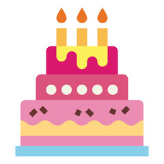 birthday cake flat icon style