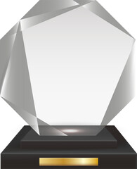 Transparent Realistic Blank Acrylic Glass Trophy Award