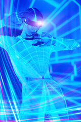 cyborg lady in hologram