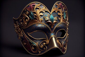 Venetian carnival mask. Luxurious carnival mask decorated with intricate patterns. Generative AI