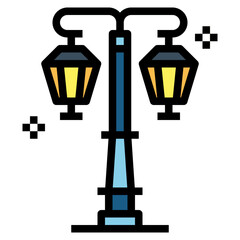 lamp post filled outline icon style