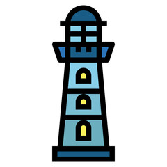 lighthouse filled outline icon style