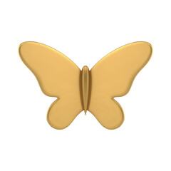 Golden butterfly metallic winged insect premium Easter holiday decor element 3d icon vector
