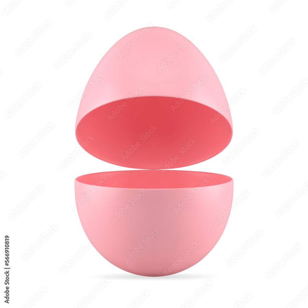 Poster pink easter egg open container for present storage decorative design element 3d icon vector