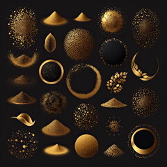 Collection set of gold dust vector illustration, Made by AI,Artificial intelligence