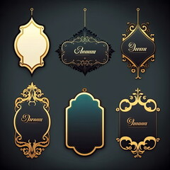 Collection set of label ornament vector illustration, Made by AI,Artificial intelligence