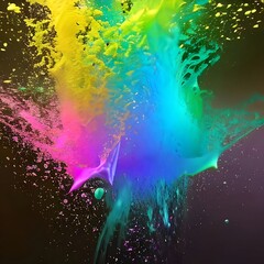 Colorful liquid splash, 3d render. created using generative AI