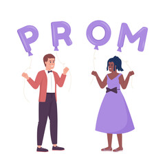 Friends celebrating prom night and dancing semi flat color vector characters. Editable figures. Full body people on white. Simple cartoon style illustration for web graphic design and animation © IMG visuals characte