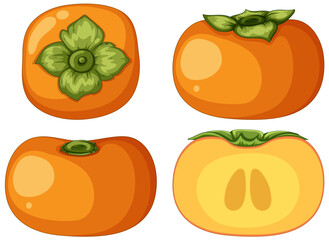 Persimmon in whole and half pieces