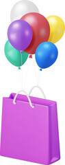 3D Shopping Bag with Balloons