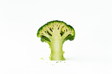 Fresh broccoli, and a cross section of broccoli.