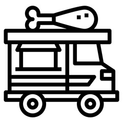 fried chicken truck line icon style