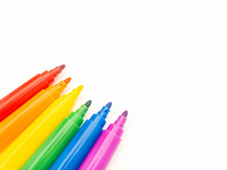 Watercolor pens on a white background