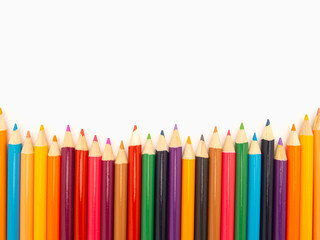 Multicolored pencils isolated on white background