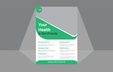 Modern medical flyer template, Vector file, A4 Size