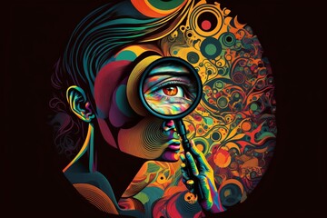 Curiosity Unleashed: An Abstract Vector Art Depicting the Beauty of Inquisitiveness (generative AI) - obrazy, fototapety, plakaty