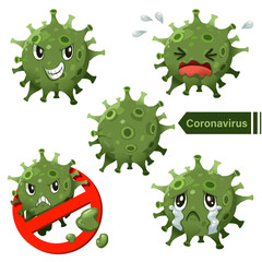 corona virus graphic doodle cartoon characters collection