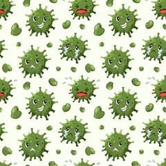 seamless corona virus graphic doodle cartoon characters
