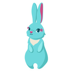 Cute rabbit, cartoon style. Trendy modern vector illustration isolated on white background, hand drawn, flat