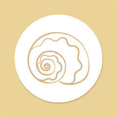Hand drawn spiral seashell sticker, aquatic marine life illustration