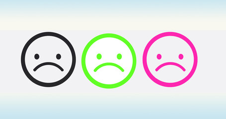 Fototapeta premium Three sad icon. Simple sad emoticon icon design .