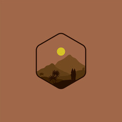 Simple and minimalist mountain and valley illustration design.
