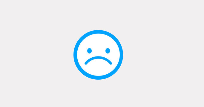 Sad face icon.  Sad smiley face or emoticon line art icon .
