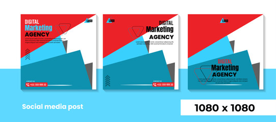 Digital marketing agency with paper texture social media post premium vector