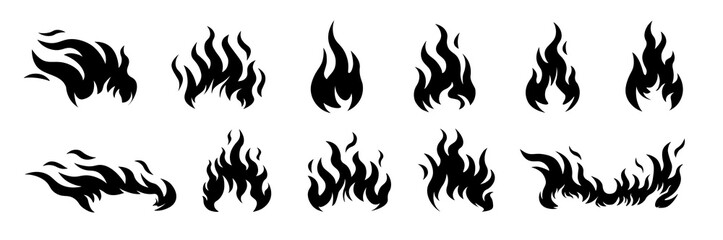 Fire icon. Flame vector. Fire set. 