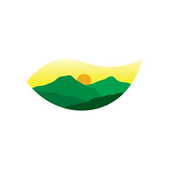 Simple and minimalist mountain and valley illustration design.