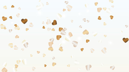 Realistic Background with Confetti of Hearts Glitter Particles. St. Valentine Day. Celebration pattern. Light Spots. Explosion of Confetti. Glitter Vector Illustration. Design for Banner.