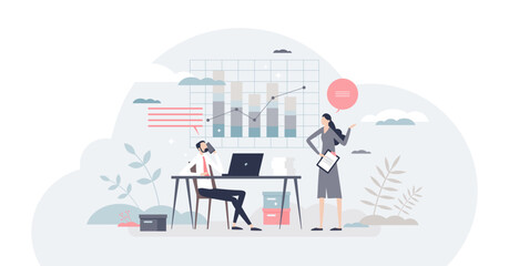 Business administration and company strategy management tiny person concept, transparent background.Future planning and control expert with professional education in MBA illustration.