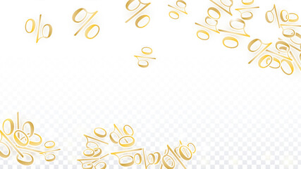 Obraz na płótnie Canvas Luxury Vector Gold Percentage Sign Confetti on Transparent. Percent Sale Background. Business, Economics Print. Discount Illustration. Promotion Poster. Black Friday Banner. Special offer Template.