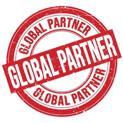 GLOBAL PARTNER text written on red round stamp sign