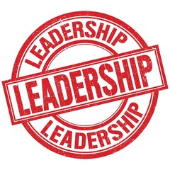 LEADERSHIP written word on red stamp sign