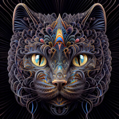 Ornate Fantasy Cat Portrait, AI
