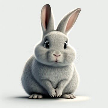 Wei&szlig;er Comic-Hase - 3D Cartoon &ndash; Generative AI