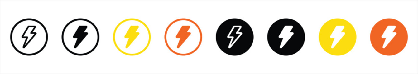 lightning bolt icon set. thunderbolt icon. electric icon flat collections symbol sign, vector illustration