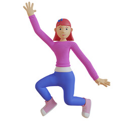 business Girl 3d illustration. a professional in developing business and managing marketing strategies to increase office income