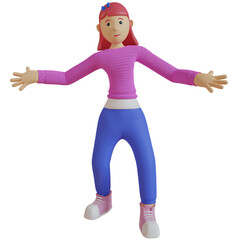 business Girl 3d illustration. a professional in developing business and managing marketing strategies to increase office income