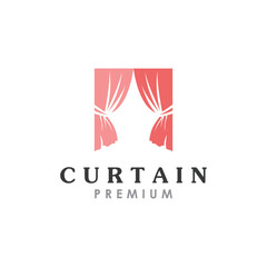 Simple Curtain Logo Template. Curtain Logo For Decoration Of Homes, Apartments, Hotels And Curtain Shops.