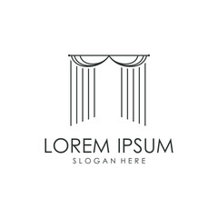Simple Curtain Logo Template. Curtain Logo For Decoration Of Homes, Apartments, Hotels And Curtain Shops.