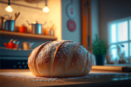 Fresh bread in a kitchen