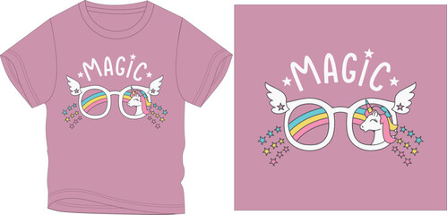 MAGIC UNICORN GLASSES t-shirt graphic design vector illustration
