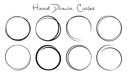 Hand Drawn Scribble Circles Set - Different Vector Illustrations Isolated On White Background