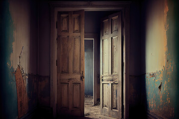 old door in the night