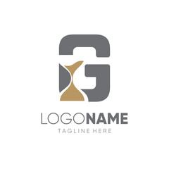 Letter G Sand Time Hourglass Logo Design Vector Icon Graphic Emblem Illustration