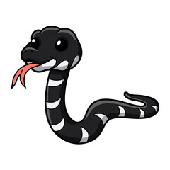 Fototapeta premium Cute mangrove snake cartoon (boiga dendrophila)