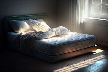 Fototapeta na wymiar Mattress for bed in bedroom, generative ai