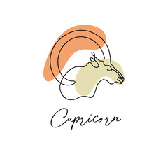 Astrology horoscope symbol zodiac Capricorn sign in line art style boho color